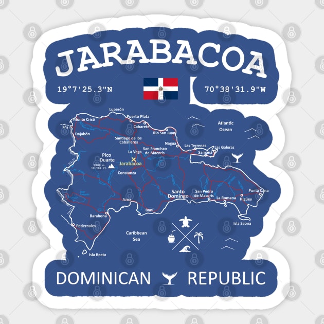 Jarabacoa Dominican Republic Flag Travel Map Coordinates GPS Sticker by French Salsa